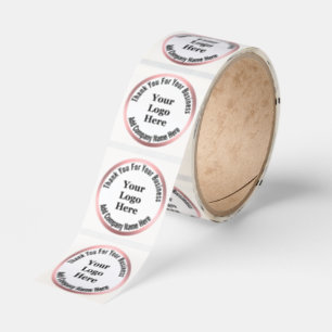 Business Logo Thank You White Pink Branded Classic Round Sticker