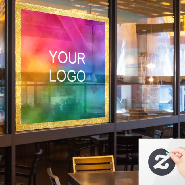 Business Logo Trendy Template Gold Glitter Look Window Cling (Restaurant Window)