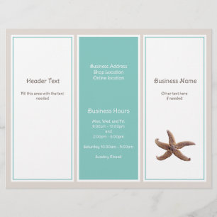 Business Logo Tri-fold Brochure Turquoise Starfish Flyer