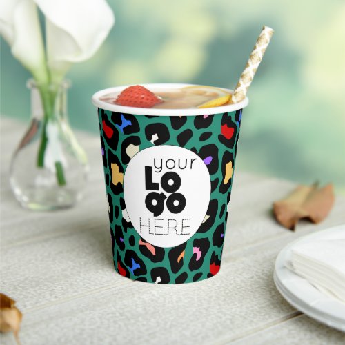 Business Logo Tropical Jungle Leopard Paper Cups