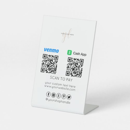 Business Logo  Two QR Code Payment  Scan to Pay  Pedestal Sign