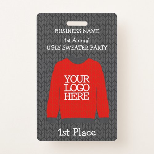 Business Logo Ugly Sweater Party Winner Badge