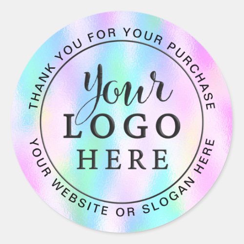 Business Logo Unicorn Iridescent Holographic Classic Round Sticker