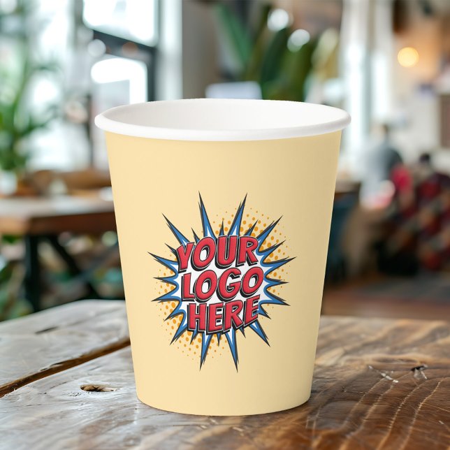 Business Logo Upload Marketing Event Beige Paper Cups (Creator Uploaded)