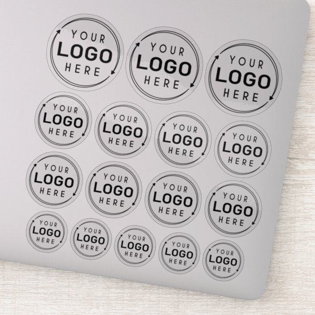 Business Logo Variety Sizes 16 Clear Stickers (Detail)