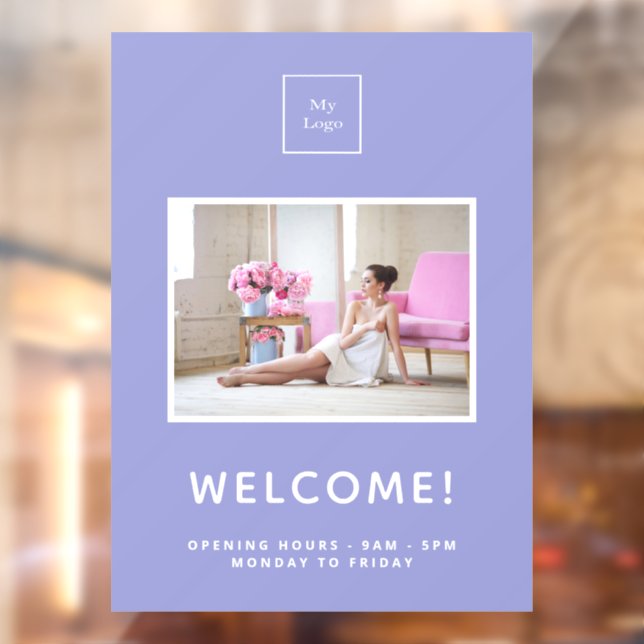 Business logo violet lavender photo welcome window cling (Sheet 2)