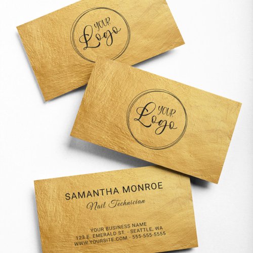 Business Logo Warm Gold Painted Look Business Card