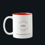 Business logo website Black white custom Promo Two-Tone Coffee Mug<br><div class="desc">Boost your brand visibility with these Personalized Business Logo Mugs, perfect for corporate giveaways, employee gifts, and promotional events. Customize with your company logo, website, or slogan for a sleek and professional touch. Available for bulk orders, these high-quality mugs make a lasting impression while keeping your brand in hand every...</div>
