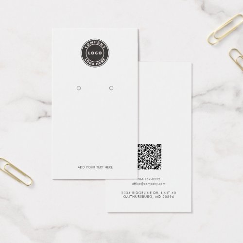 Business Logo Website QR Code Earring Display Card