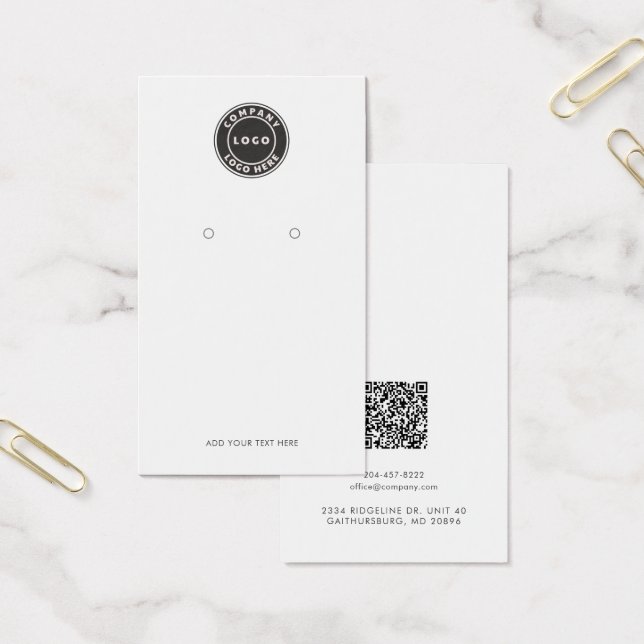 Business Logo Website QR Code Earring Display Card (Office)