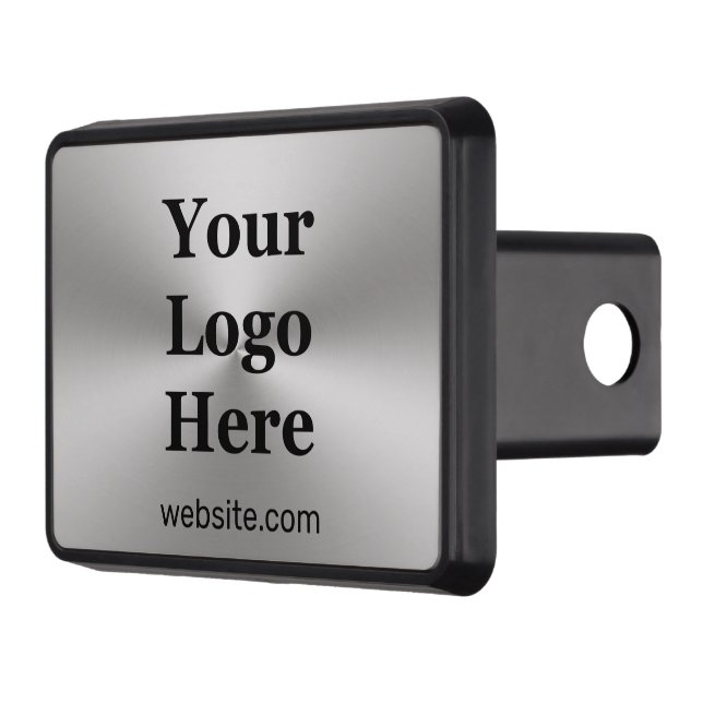Business Logo Website Silver Brushed Metal Look  Hitch Cover (Left)