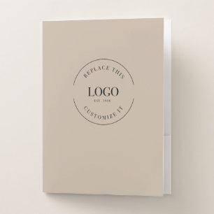 Business Logo website Simple Beige Custom  Pocket Folder