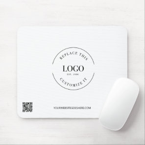 Business logo website simple Black white Custom Mouse Pad