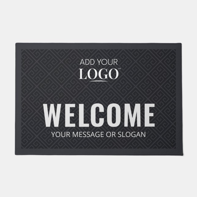 Business Logo Welcome Doormat | Greek Key Mat (Front)