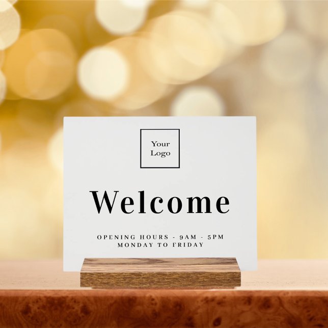 Business logo welcome opening hours acrylic sign (Creator Uploaded)