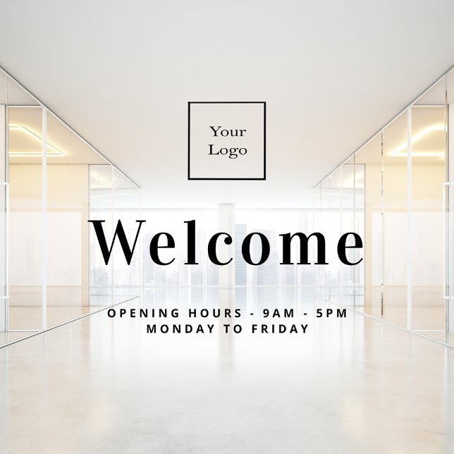 Business logo welcome opening hours window cling (Creator Uploaded)