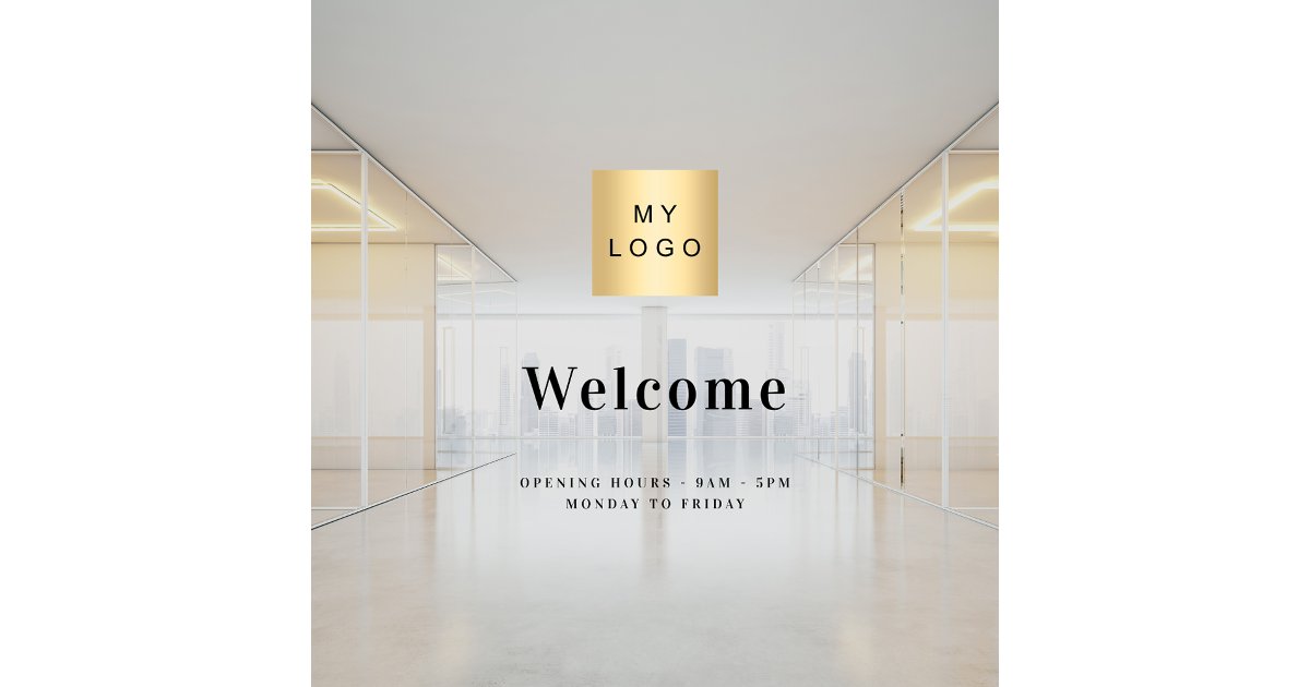 business-logo-welcome-opening-hours-window-cling-zazzle