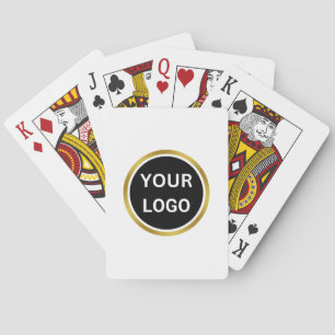 Business Logo White and Gold Elegant Poker Cards