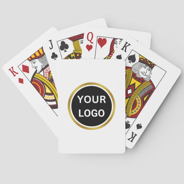 Business Logo White and Gold Elegant Poker Cards (Back)