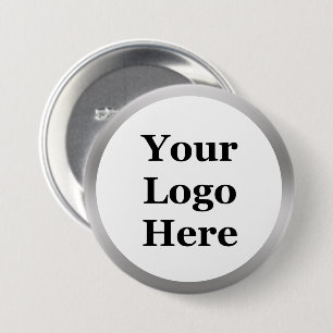Business Logo White and Silver Brushed Metal Look Button