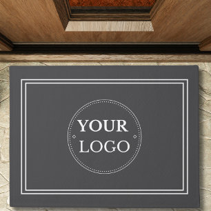 Business Logo White Border Promo Branding Gray  Doormat