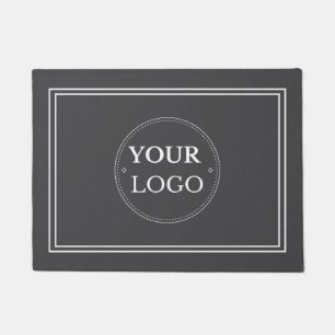 Business Logo White Border Promo Branding Gray Doormat