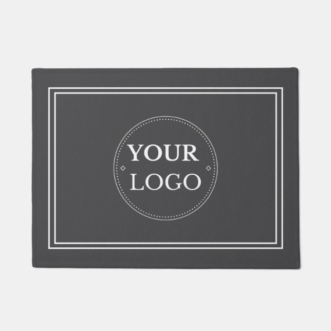 Business Logo White Border Promo Branding Gray  Doormat (Front)