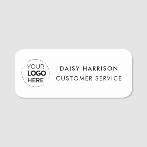 Business Logo  White Custom Employee Staff Name Tag