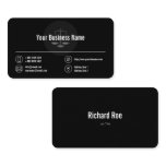 Business Logo White Icons Classy Black Business Card Business Logo White Icons Classy Black Business Card