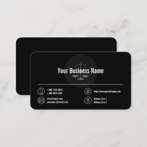 Business Logo White Icons Classy Black Business Card