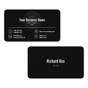 Business Logo White Icons Classy Black Business Card