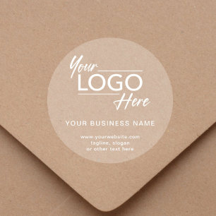 Business Logo White Lettering Clear Classic Round Sticker