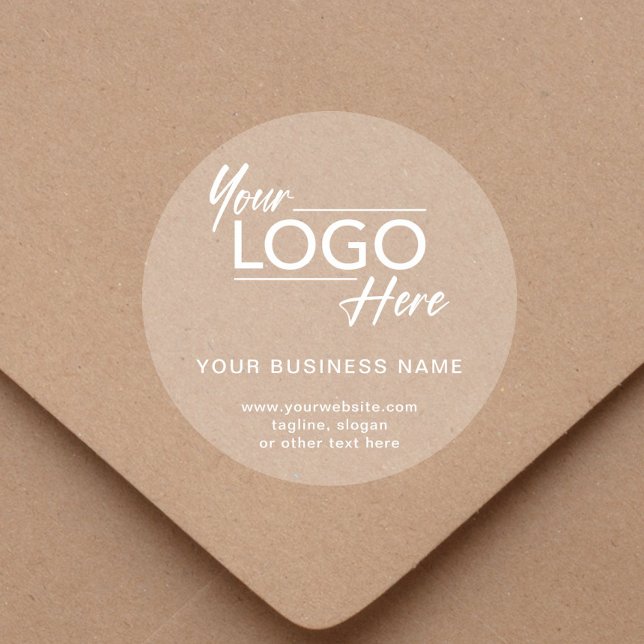 Business Logo White Lettering Clear Classic Round Sticker (Creator Uploaded)