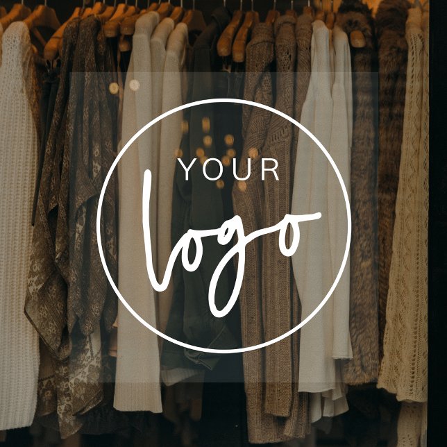 Business Logo White Minimalist Company Transparent Window Cling (Simple business logo window cling sign for your shop, office or salon)