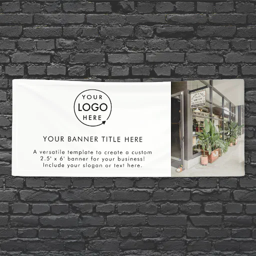 Business Logo | White Minimalist Modern Photo 6' Banner Business Logo | White Minimalist Modern Photo 6' Banner