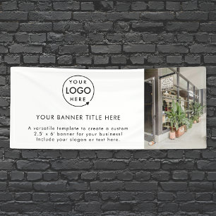 Business Logo White Minimalist Modern Photo 6' Banner