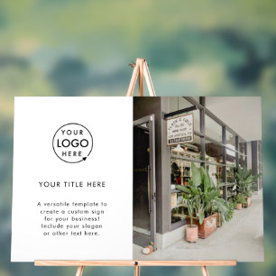 Business Logo White Minimalist Modern Photo Acrylic Sign