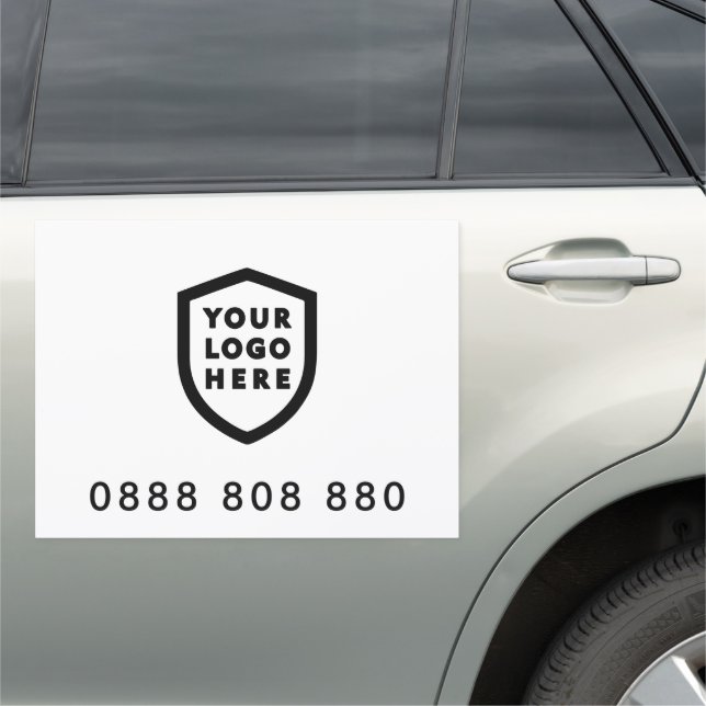 Business Logo | White Minimalist Modern Simple Car Magnet (In Situ)