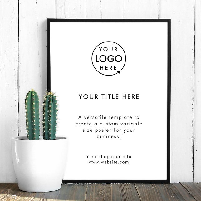Business Logo | White Minimalist Modern Simple Poster (Professional editable poster pring signage template for corporate events & small business promotion.)
