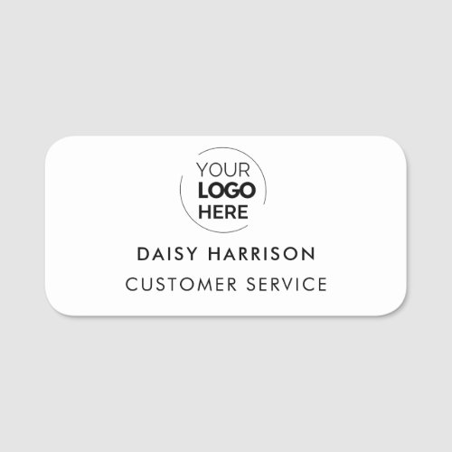 Business Logo  White Modern Employee Staff Name Tag