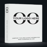 Business Logo White Professional 3 Ring Binder<br><div class="desc">Simple white business template in modern minimalist style that can be easily updated with your company logo and text. Designed with a horizontal logo banner image (2560 x 1440 px), you can customize by changing the text and image using the fields provided, or use the "message" button to contact the...</div>