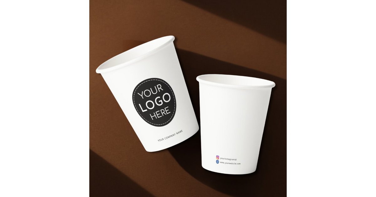 Business Logo white promotional business 8oz Paper Cups | Zazzle