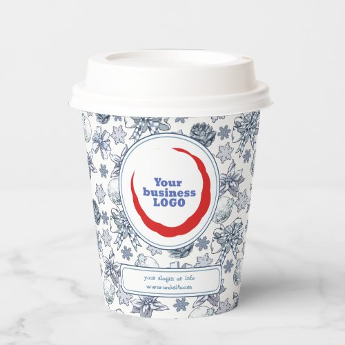Business Logo White Silver Christmas Paper Cups