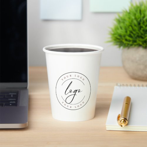 Business Logo  White Simple Minimal Custom Paper Cups