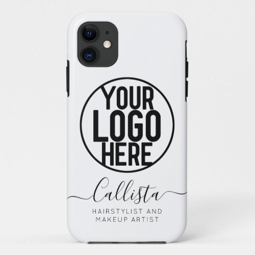 Business Logo White Solid Color Name Title iPhone 11 Case