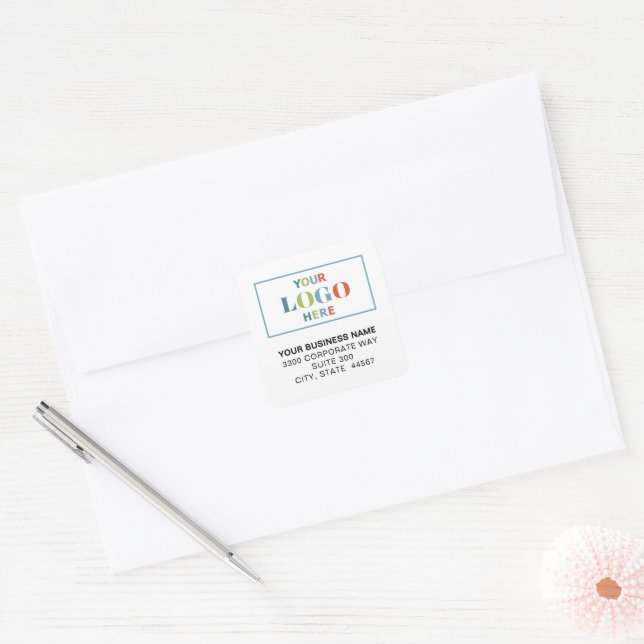 Business Logo White Square Return Address Labels (Envelope)