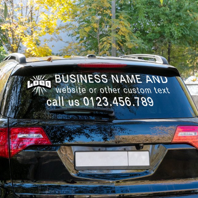 Business logo + white text Horizontal Vinyl Car Window Cling (Creator Uploaded)