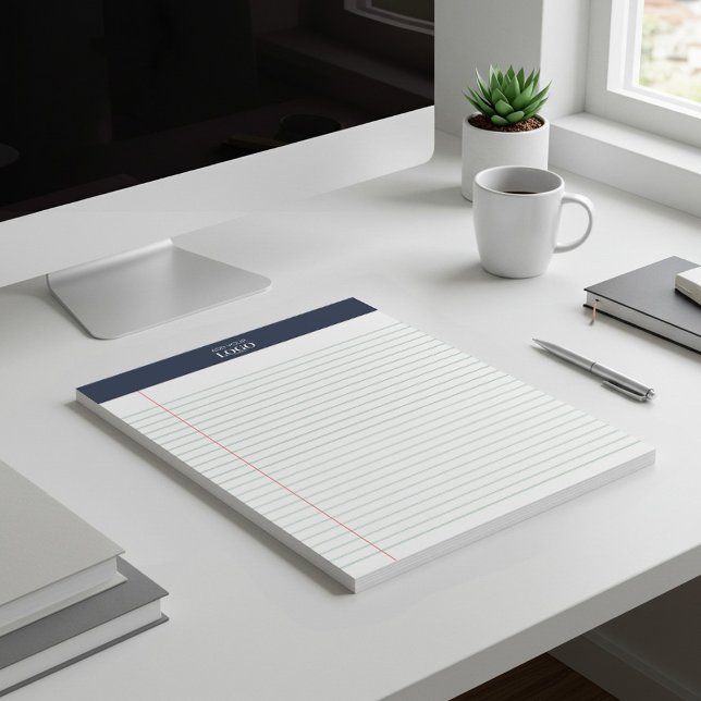 Business Logo Wide Ruled Navy Minimalist Notepad (Creator Uploaded)