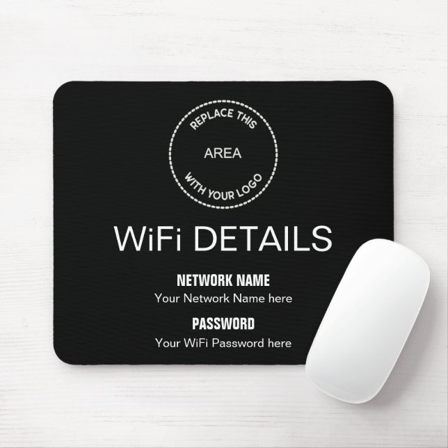 Business Logo Wifi Details Office Desk black Mouse Pad (With Mouse)