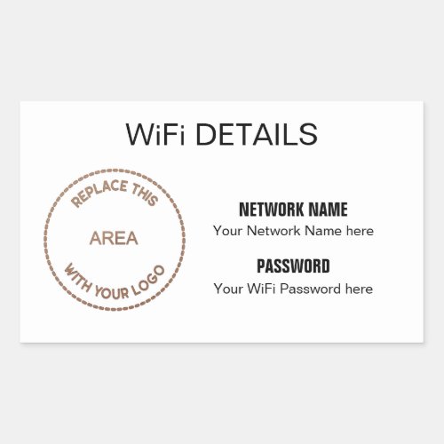 Business Logo Wifi Details Office Event Visitors Rectangular Sticker